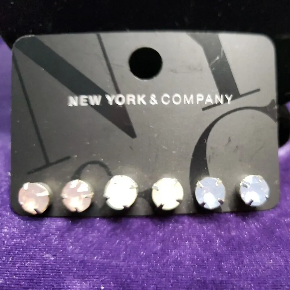 New York & Company Three Pairs of Opalescent Stud Earrings w/tags